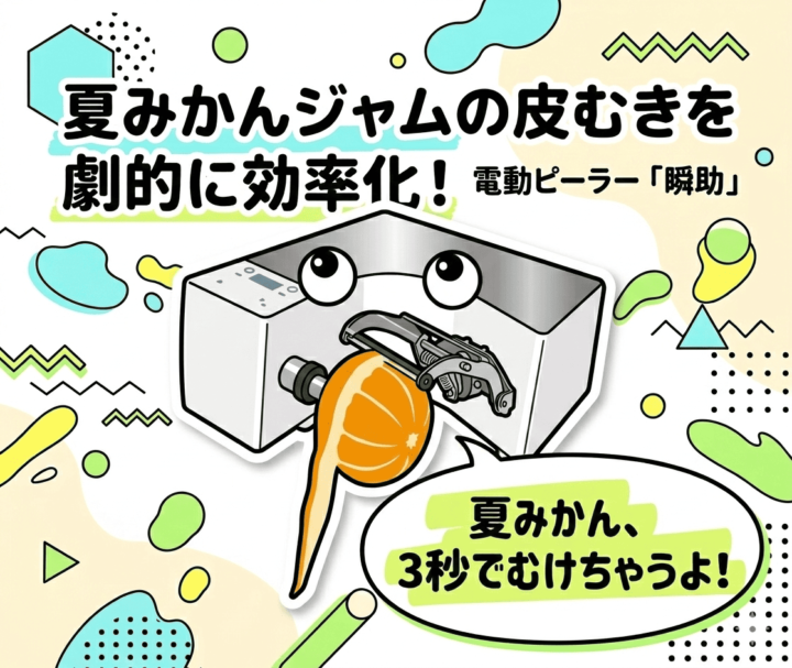 夏みかんジャム作りの皮むきを効率化！電動ピーラー瞬助が大活躍。