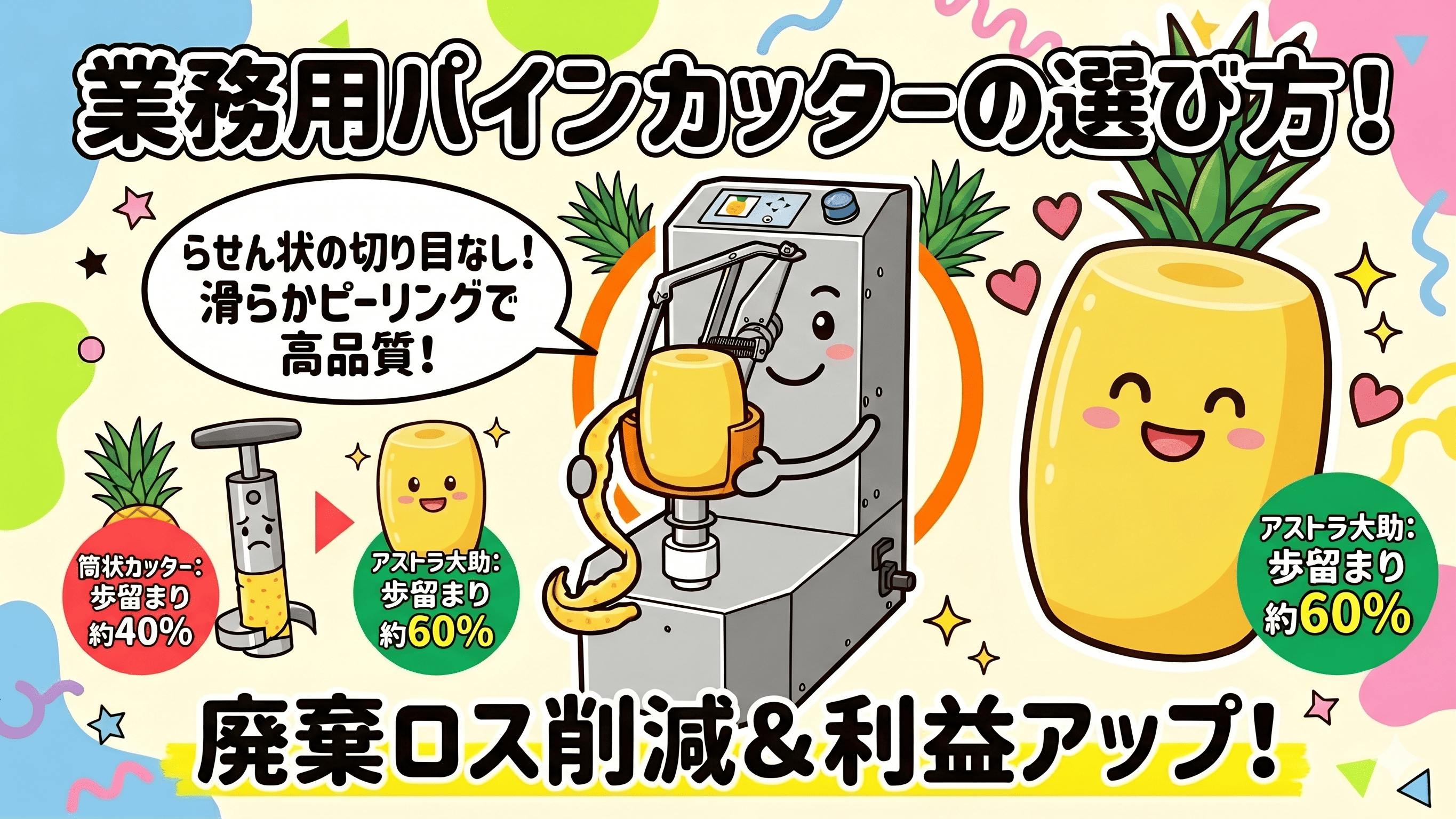 業務用パインカッターの選び方！自動皮むき機で歩留まり改善 | 株式