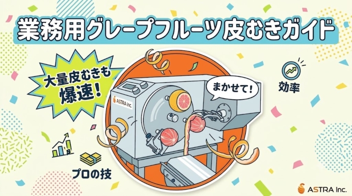 業務用グレープフルーツ皮むきガイド。アストラの機械でプロの技をラクラク自動化!