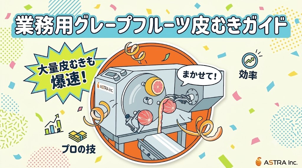 業務用グレープフルーツ皮むきガイド。アストラの機械でプロの技をラクラク自動化！