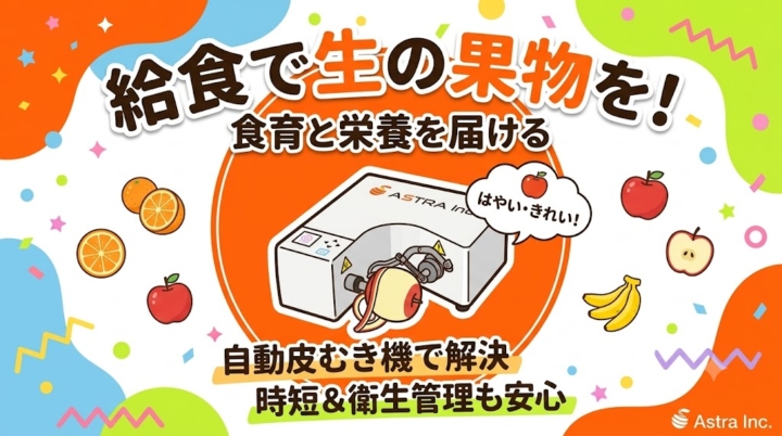 子どもたちに生フルーツを!給食の衛生と時短を両立する自動皮むき機